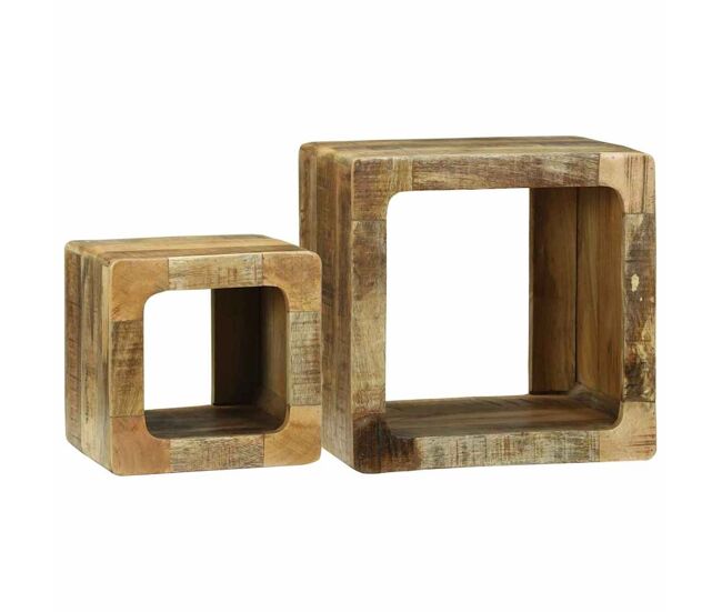 Unidad de televisión 2 piezas marrón madera maciza de mango rugosa