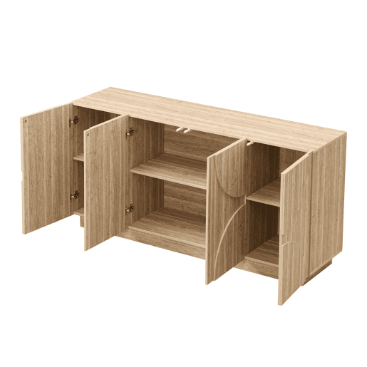 Aparador com prateleiras - Design com veios de madeira natural - Cor natural Aparador com prateleiras - Design com veios de madeira natural - Cor natural
