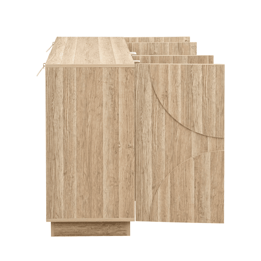 Aparador com prateleiras - Design com veios de madeira natural - Cor natural Aparador com prateleiras - Design com veios de madeira natural - Cor natural