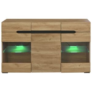 Aparador moderno - 3 portas, 3 gavetas e amplo espaço de armazenamento para sala de estar e sala de jantar