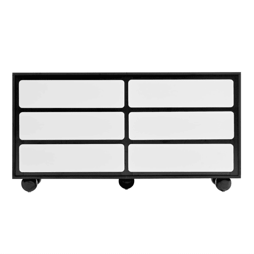 Cômoda 140x38x74,5 cm - Com seis gavetas, design moderno - Branco e preto