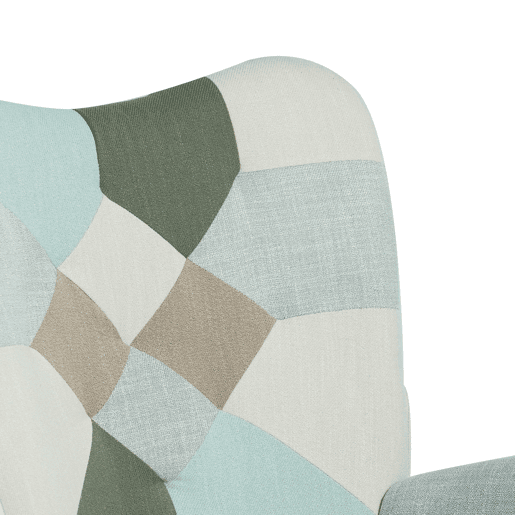 Cadeiras De Balanço Patchwork Com Encosto Alto Ergonómico E Pernas Curvas Em Madeira, Design Moderno Para Sala Ou Quarto Infantil, Conjunto De 2, Suporta Até 120 Kg, Assento Acolchoado Ideal Para Amamentação, Leitura E Relaxamento