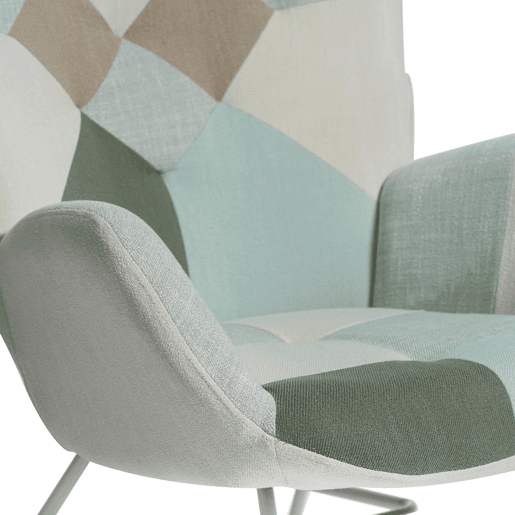 Cadeiras De Balanço Patchwork Com Encosto Alto Ergonómico E Pernas Curvas Em Madeira, Design Moderno Para Sala Ou Quarto Infantil, Conjunto De 2, Suporta Até 120 Kg, Assento Acolchoado Ideal Para Amamentação, Leitura E Relaxamento