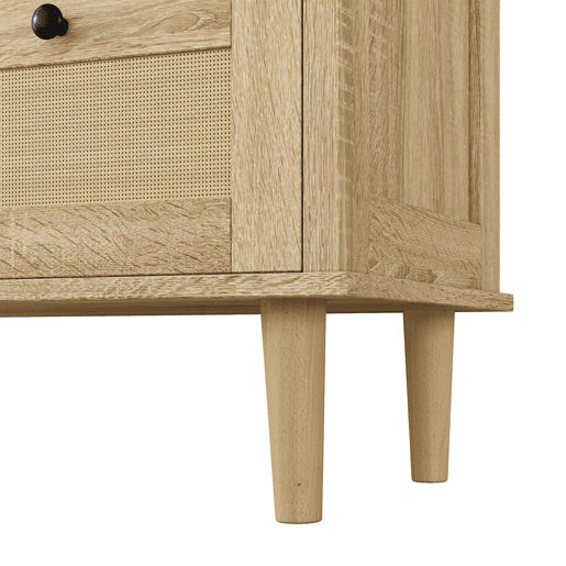 Cômoda com 4 gavetas - Gavetas de rattan, armário de arrumação, pés em madeira maciça - Natural