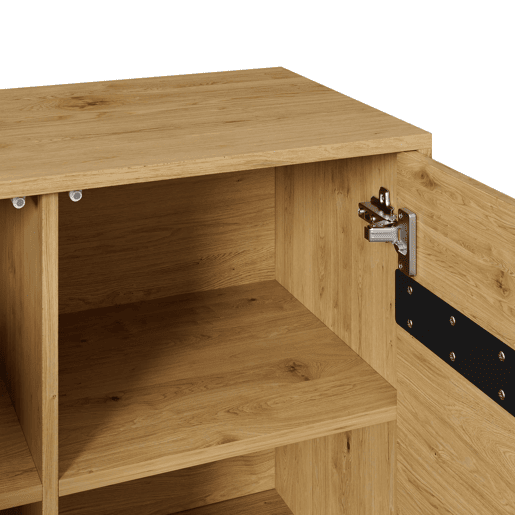 Aparador com 3 portas - Design moderno, grande capacidade de armazenamento, estável - Preto, Madeira