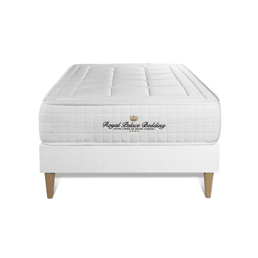 Conjunto de Estrado Branco + Colchão ROYAL PALACE BEDDING Balmoral (90x190 cm - Espuma Viscoelástica- Altura: 24 cm)