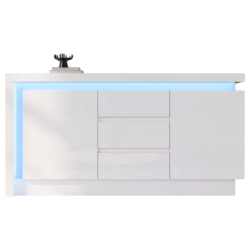 Aparador 140x35x72 cm - CĂ´moda com 3 gavetas e 2 portas - Branco Aparador 140x35x72 cm - CĂ´moda com 3 gavetas e 2 portas - Branco
