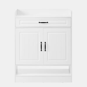 Sapateira moderna 75x36x95,5 cm - 2 portas, 1 gaveta, prateleiras ajustáveis, branca