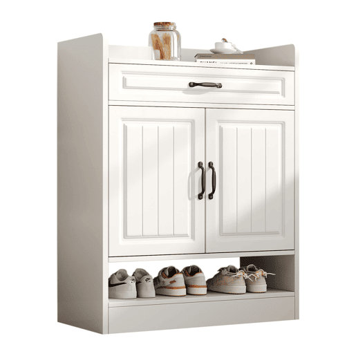 Sapateira moderna 75x36x95,5 cm - 2 portas, 1 gaveta, prateleiras ajustáveis, branca