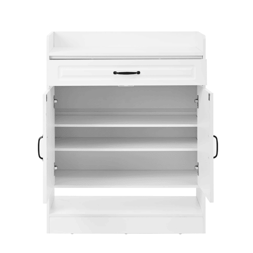 Sapateira moderna 75x36x95,5 cm - 2 portas, 1 gaveta, prateleiras ajustáveis, branca