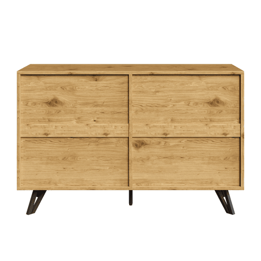 Aparador moderno 120x40x75,5 cm - 6 gavetas, design minimalista, pernas de metal - Madeira
