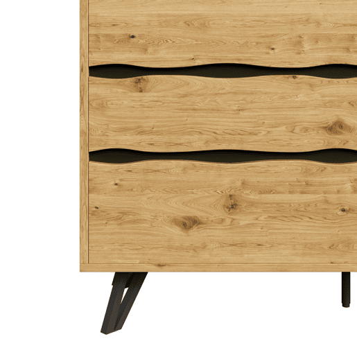 Aparador moderno 120x40x75,5 cm - 6 gavetas, design minimalista, pernas de metal - Madeira