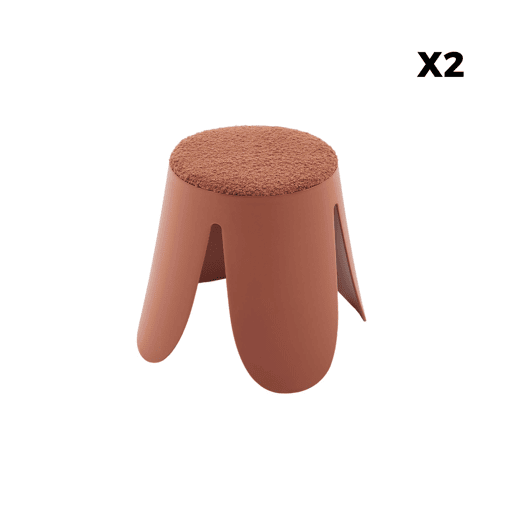 Banco empilhável infantil boucle texturizado, set de 2, Niki kids, Terracota, 25x25x31 cm