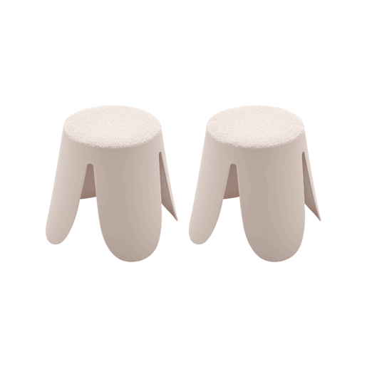 Banco empilhável infantil boucle texturizado, set de 2, Niki kids, Beige, 25x25x31 cm