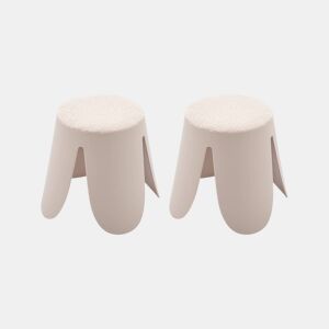 Banco empilhável infantil boucle texturizado, set de 2, Niki kids, Beige, 25x25x31 cm