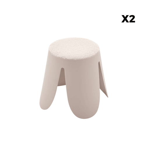 Banco empilhável infantil boucle texturizado, set de 2, Niki kids, Beige, 25x25x31 cm