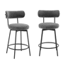 Banqueta de bar assento giratório metal e tecido, set de 2, Iris, Cinza, 45x50x92 cm