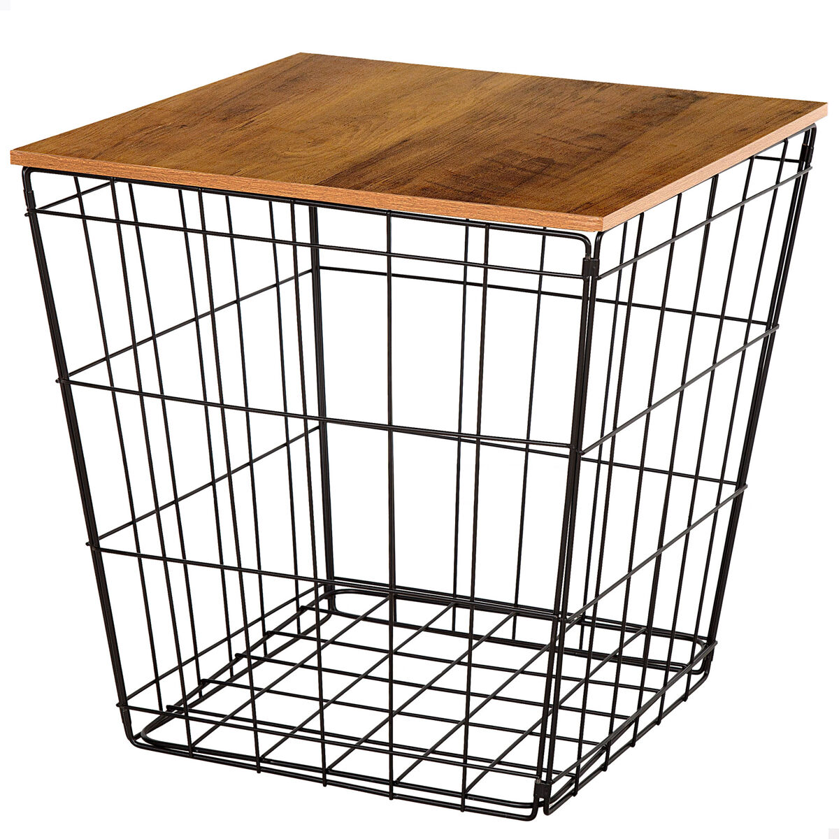 Max Home Mesa auxiliar madera y metal con almacenaje 40x40