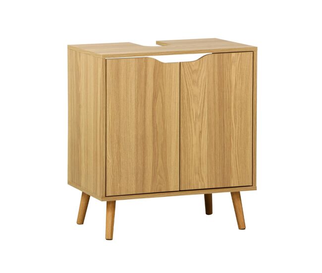 Mueble bajo lavabo vintage decorado en madera efecto fresno - 65x40x70 cm