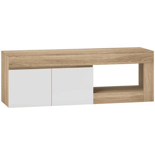 HOMCOM Móvel de TV Mobiliário de TV com 2 Portas Prateleira Aberta Móvel de TV de Sala de Estar para Televisóres de 60 Polegadas 140x40x48 cm Branco e Madeira HOMCOM Móvel de TV Mobiliário de TV com 2 Portas Prateleira Aberta Móvel de TV de Sala de Estar para Televisóres de 60 Polegadas 140x40x48 cm Branco e Madeira
