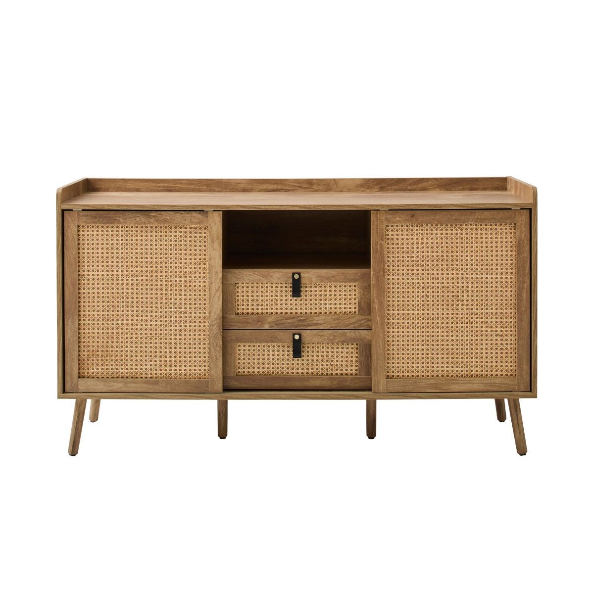 Buffet de 2 puertas y 2 cajones con frentes de ratán l140 cm - palmo