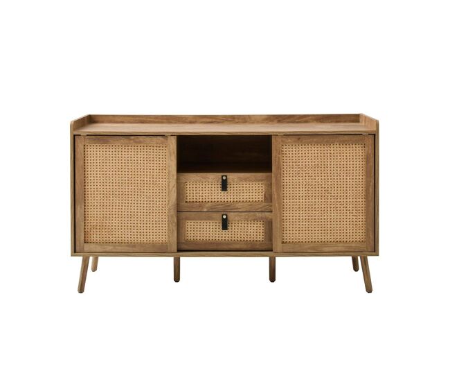 Buffet de 2 puertas y 2 cajones con frentes de ratán l140 cm - palmo