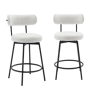 Banqueta de bar assento giratório metal e tecido, set de 2, Iris, Branco, 45x50x92 cm