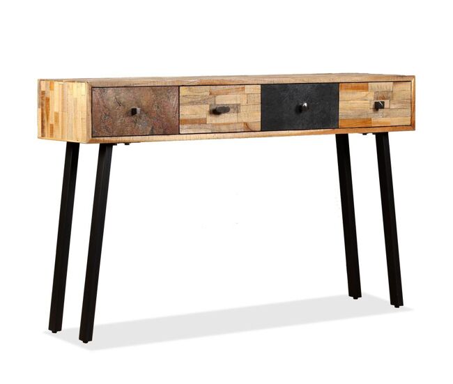 Consola de mueble de almacenamiento de teca maciza reciclada 120 x 30 x 76 cm marrón 4402037