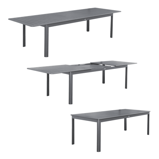 Mesa de jardim extensível em alumínio, 10 lugares, Seattle 290cm, Antracite, 290x100x75 cm