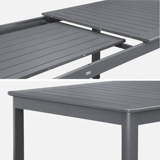 Mesa de jardim extensível em alumínio, 10 lugares, Seattle 290cm, Antracite, 290x100x75 cm