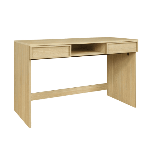 Escritório efeito madeira 2 gavetas e 1 nicho, 120cm, Kuba, Natural, 120x55x77 cm