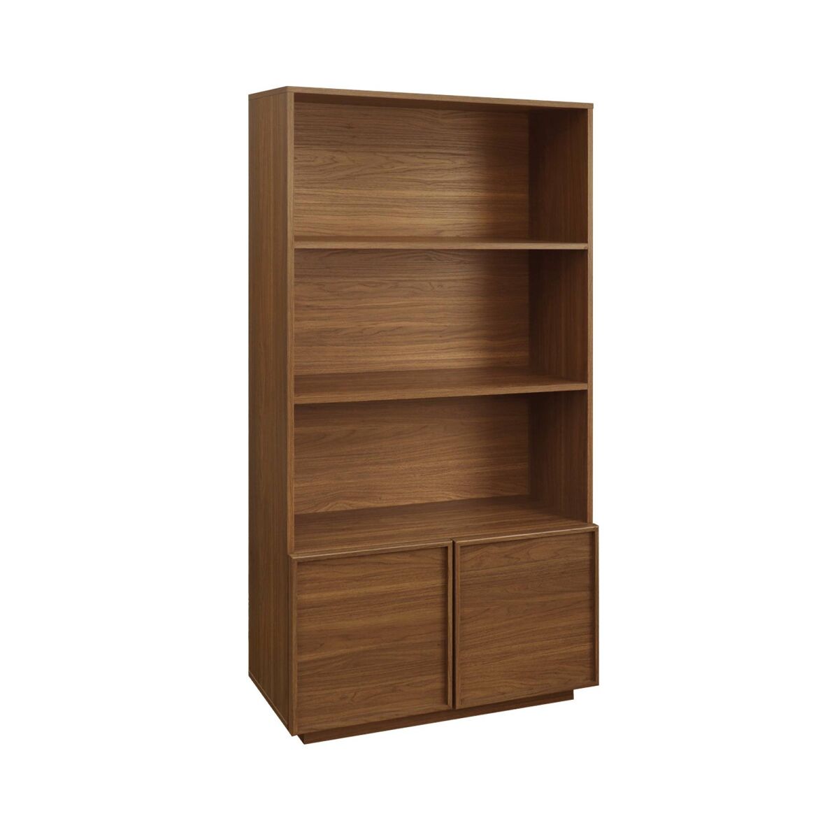 Estantería efecto madera, 5 niveles, 2 puertas nogal - 80x35x160 cm