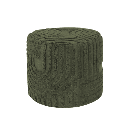 Pufe redondo boucle tufado, Nuba, Verde caqui, 43x43x37 cm