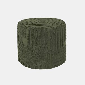 Pufe redondo boucle tufado, Nuba, Verde caqui, 43x43x37 cm