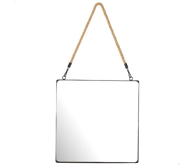 Max home espejo pared cuadrado 40x40 cm con marco metal y cuerda