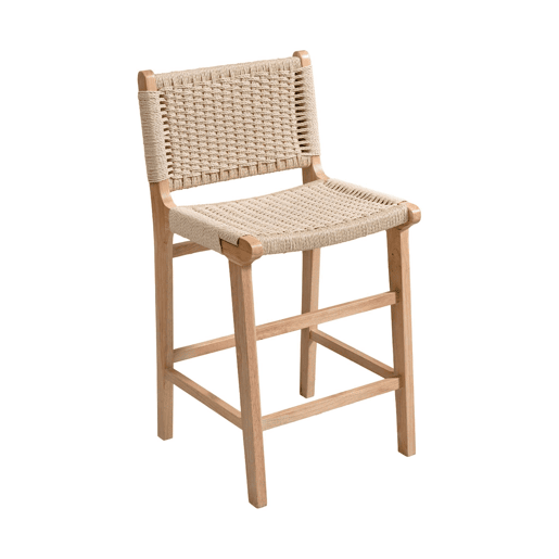 Banqueta de bar em madeira em cordas, set de 2, Joy, Natural, 49.5x51x96 cm