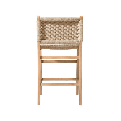 Banqueta de bar em madeira em cordas, set de 2, Joy, Natural, 49.5x51x96 cm