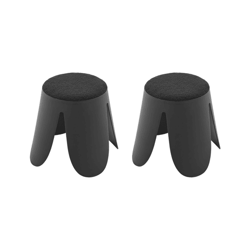 Banco empilhável infantil boucle texturizado, set de 2, Niki kids, Preto, 25x25x31 cm