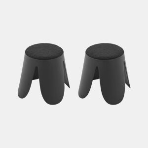 Banco empilhável infantil boucle texturizado, set de 2, Niki kids, Preto, 25x25x31 cm