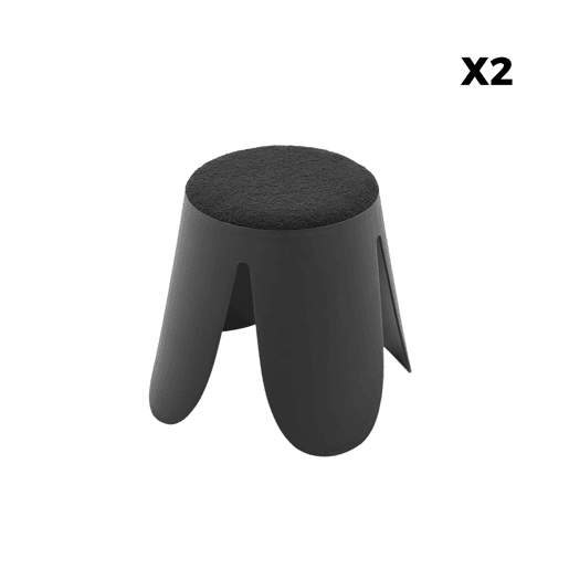 Banco empilhável infantil boucle texturizado, set de 2, Niki kids, Preto, 25x25x31 cm