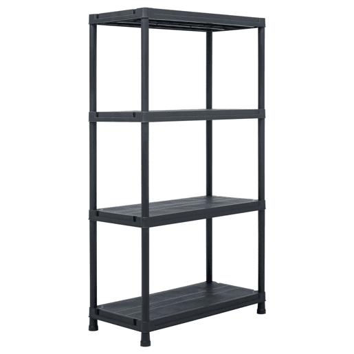 Prateleira de armazenamento 100 kg 60 x 30 x 138 cm plástico preto 02_0000634