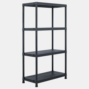Prateleira de armazenamento 100 kg 60 x 30 x 138 cm plástico preto 02_0000634