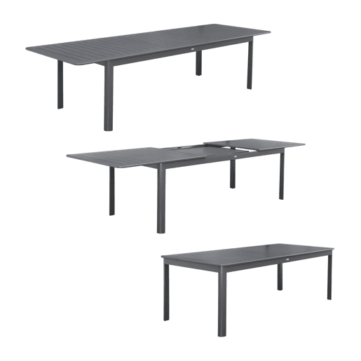 Mesa de jardim extensível de alumínio 8 cadeiras, 2 poltronas, Seattle + Cleveland + Buffalo, Antracite, 290x100x75 cm Mesa de jardim extensível de alumínio 8 cadeiras, 2 poltronas, Seattle + Cleveland + Buffalo, Antracite, 290x100x75 cm