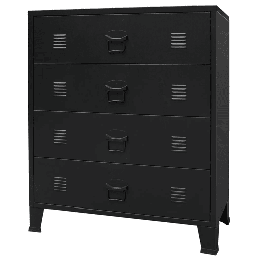 Buffet aparador console armário de armazenamento com gavetas de metal estilo industrial 93 cm preto 4402223