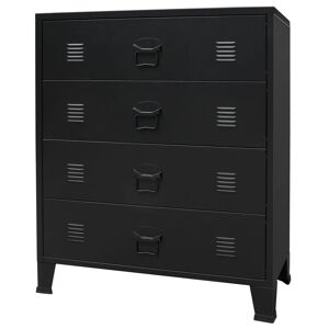 Buffet aparador console armário de armazenamento com gavetas de metal estilo industrial 93 cm preto 4402223