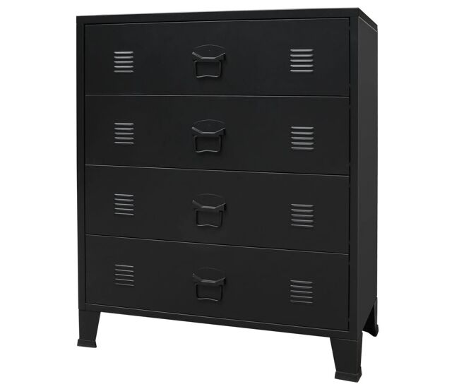 Aparador buffet mueble consola mueble de almacenaje con cajones metálicos estilo industrial 93 cm negro 4402223