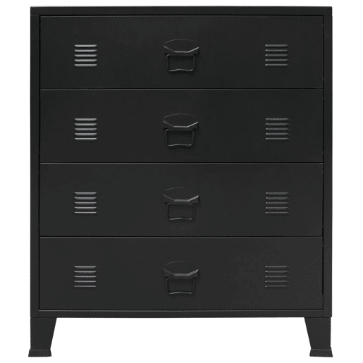 Buffet aparador console armário de armazenamento com gavetas de metal estilo industrial 93 cm preto 4402223