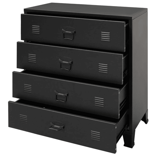 Buffet aparador console armário de armazenamento com gavetas de metal estilo industrial 93 cm preto 4402223