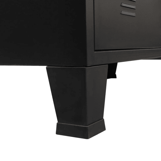 Buffet aparador console armário de armazenamento com gavetas de metal estilo industrial 93 cm preto 4402223
