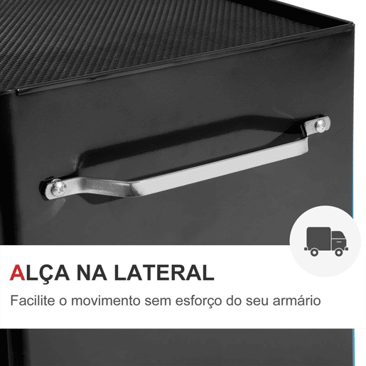 HOMCOM Carrinho de Ferramentas para Oficina com Rodas e 5 Gavetas Carrinho de Ferramentas com Fechadura e Alça Lateral 61,5x33x85 cm Preto
